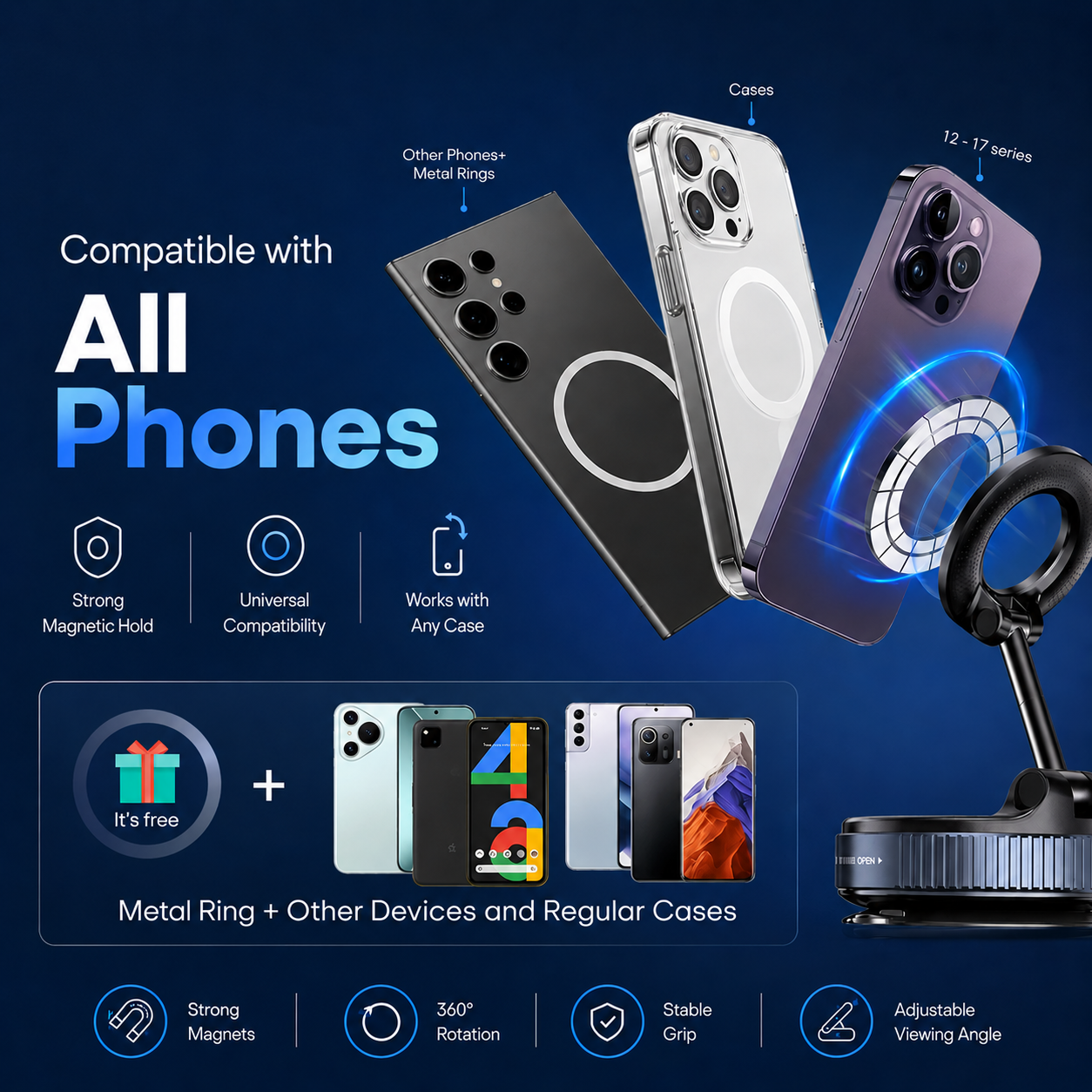 Sociron™ - 360° Vacuum Magnetic Phone Holder